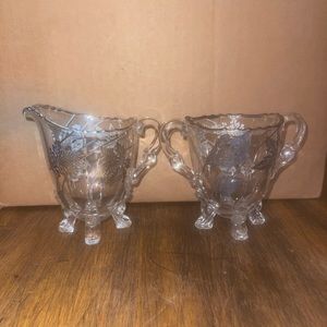 Vintage Flanders Clear by SILVER CITY Sugar Bowl & Creamer Set